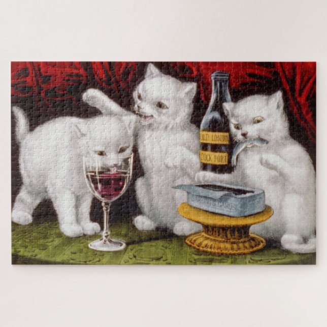 Three Happy Kittens at the Feast Jigsaw Puzzle (Horizontal)