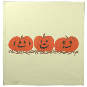 Three Happy Pumpkins in Hay Halloween Napkins