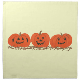 Three Happy Pumpkins in Hay Halloween Napkins