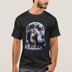Three Havanese Howling at Moon Like Three Wolves T-Shirt