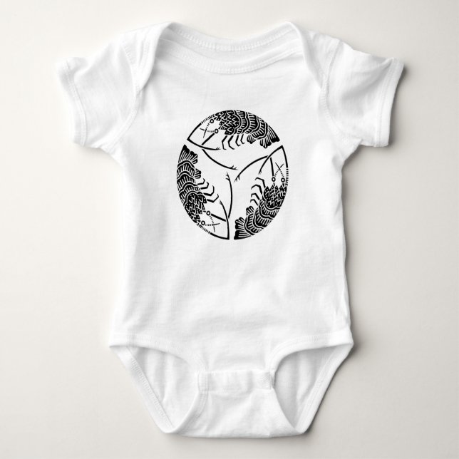 Three head-to tail spiny lobsters baby bodysuit (Front)