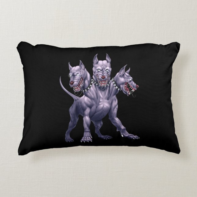 Three Headed Dog Cerberus Accent Pillow (Front)