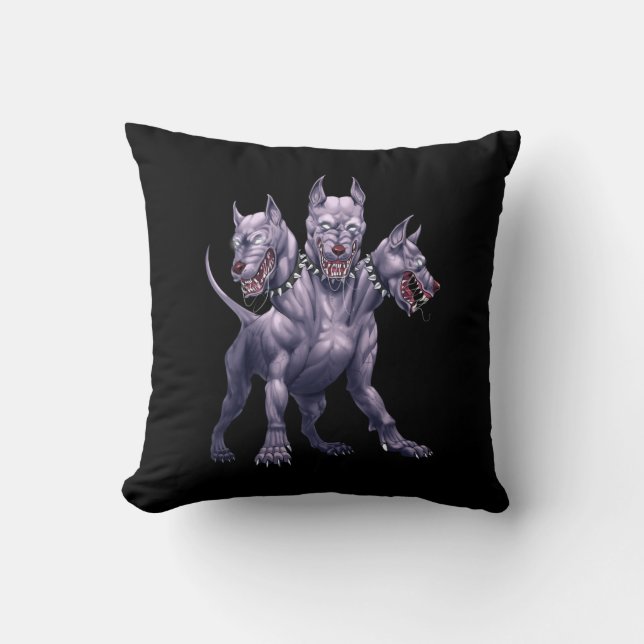 Three Headed Dog Cerberus Throw Pillow (Front)