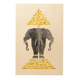 Three Headed Elephant Wood Wall Art