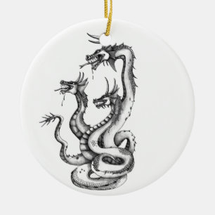 Three Headed Hydra Design Ceramic Ornament