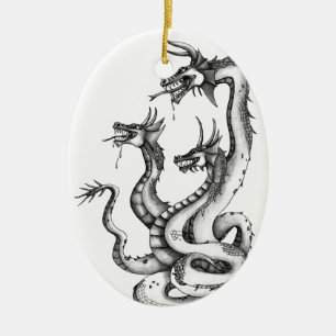 Three Headed Hydra Design Ceramic Ornament