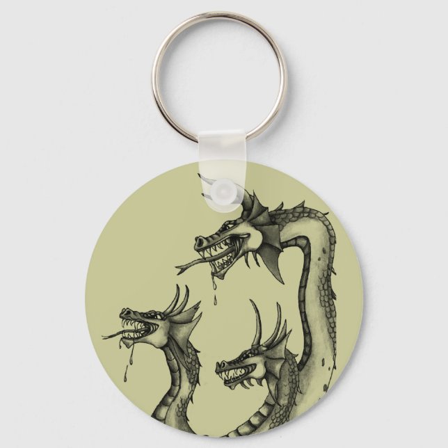 Three Headed Hydra Design Keychain (Front)
