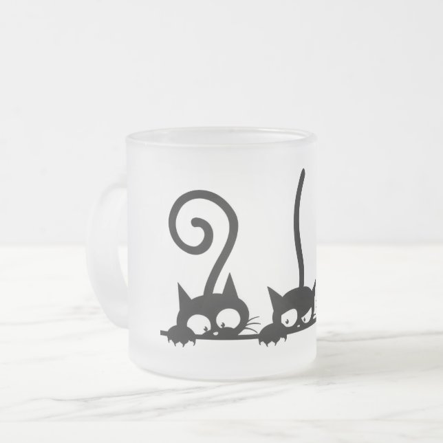 Three-Headed Trouble Frosted Glass Coffee Mug (Front Left)