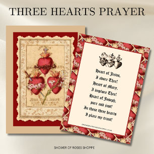 Three Heart Jesus Mary Joseph Prayer Catholic Place Card