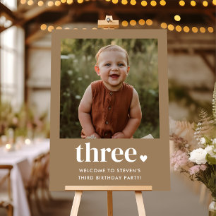 Three Heart Photo 3rd Birthday Welcome Sign