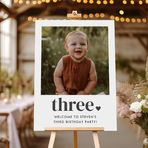 Three Heart Photo 3rd Birthday Welcome Sign