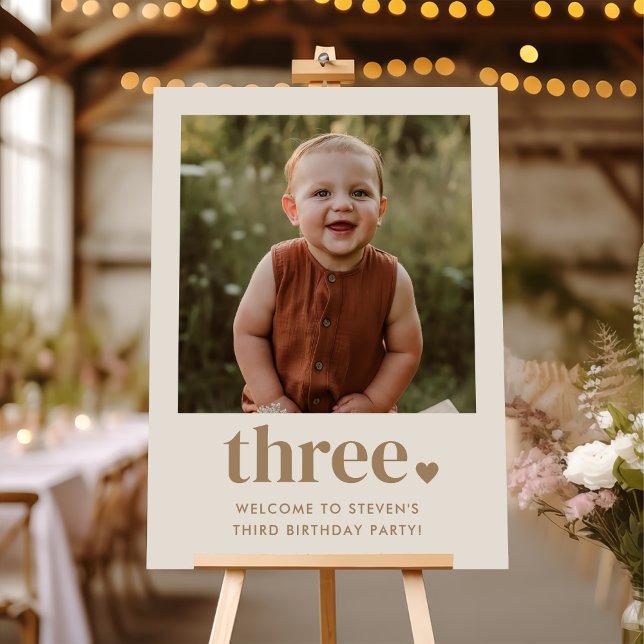 Three Heart Photo 3rd Birthday Welcome Sign (Creator Uploaded)
