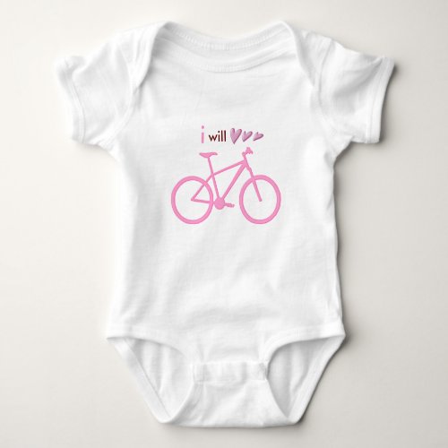 Three hearts and pink mountain bike baby bodysuit