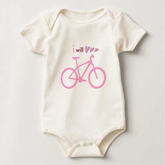 Three hearts and pink mountain bike baby bodysuit