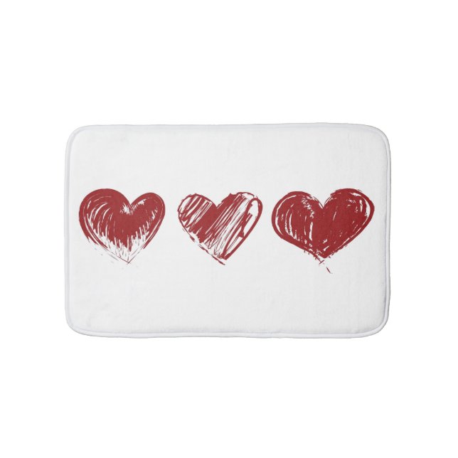 Three Hearts Bathroom Mat (Front)