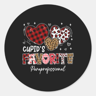 Three Hearts Cupid's Favorite Paraprofessional Val Classic Round Sticker