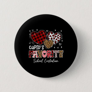 Three Hearts Cupid's Favorite School Custodian Val Button