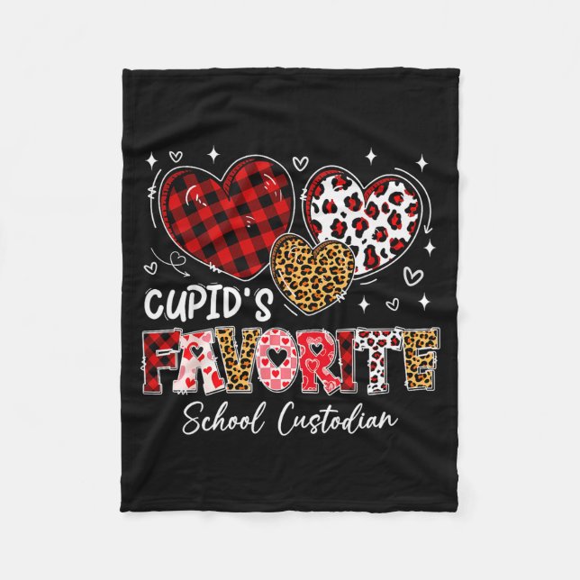 Three Hearts Cupids Favorite School Custodian Vale Fleece Blanket (Front)