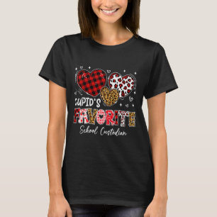 Three Hearts Cupids Favorite School Custodian Vale T-Shirt