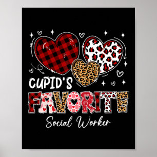 Three Hearts Cupid's Favorite Social Worker Valent Poster