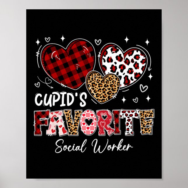 Three Hearts Cupid's Favorite Social Worker Valent Poster (Front)