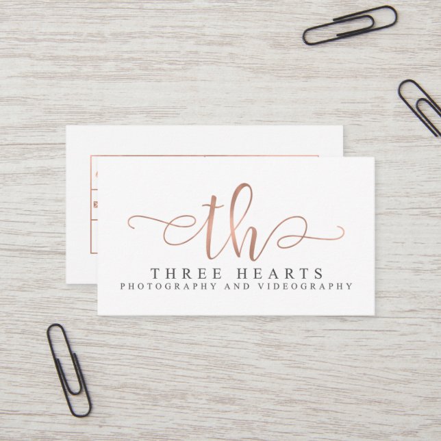 Three Hearts Custom Business Cards (Front/Back In Situ)