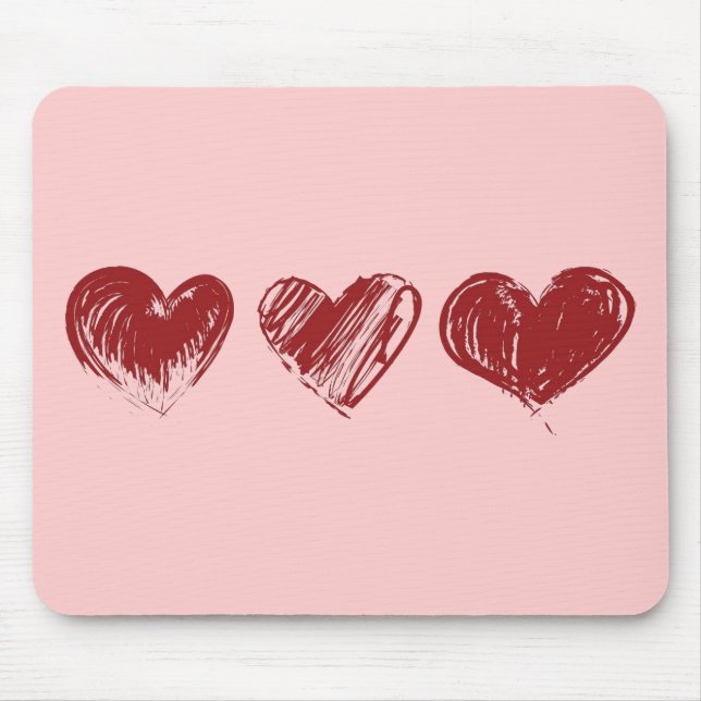 Three Hearts Mouse Pad (Front)