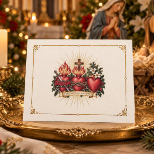 Three Hearts of the Holy Family Holiday Card
