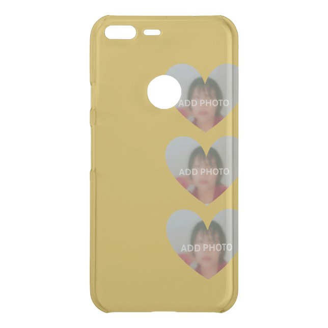 Three Hearts Photo Gold Phone Case (Back)