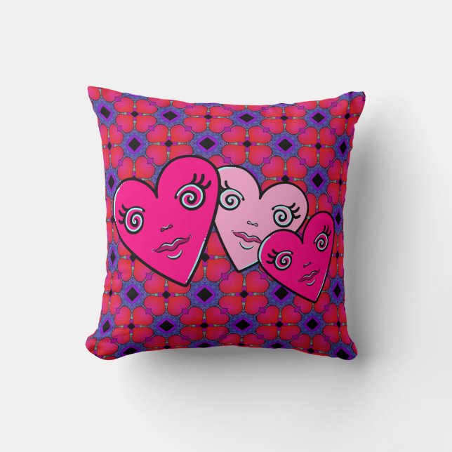 Three Hearts  Throw Pillow (Front)