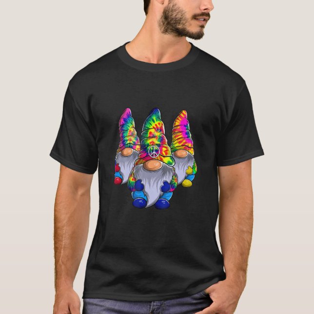 Three Hippie Gnomes Peace Gnome  Retro Tie Diy T-Shirt (Front)