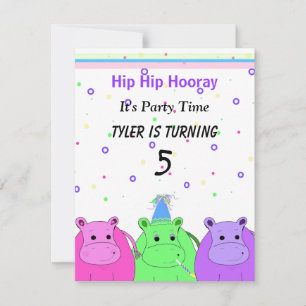 Three Hippo's Party Invitation