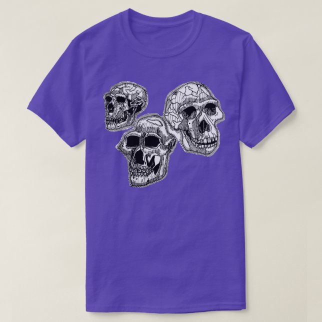 Three Hominid Skulls T-Shirt (Design Front)