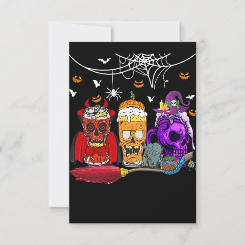 Three Horror Glasses Of Beer Halloween Skull Costu Invitation