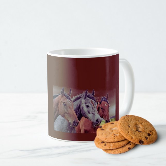 Three Horse Heads Chocolate Colored Mug  (Creator Uploaded)