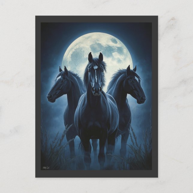 Three Horse Moon Postcard (Front)