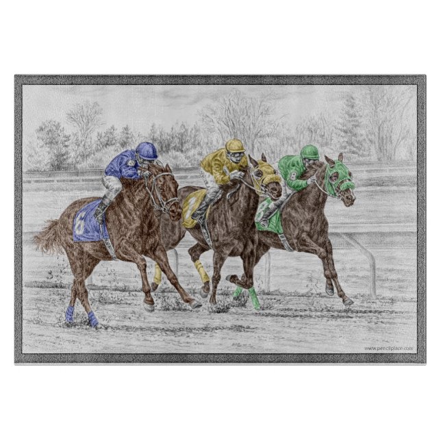 Three Horse Race - Neck and Neck Cutting Board (Front)