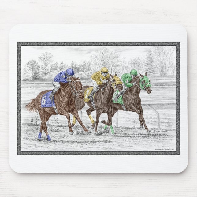 Three Horse Race - Neck and Neck Mouse Pad (Front)
