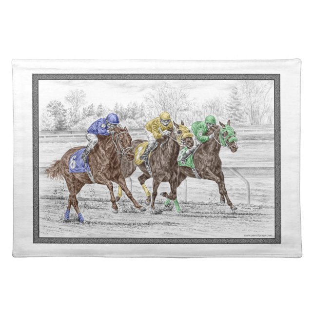 Three Horse Race - Neck and Neck Placemat (Front)