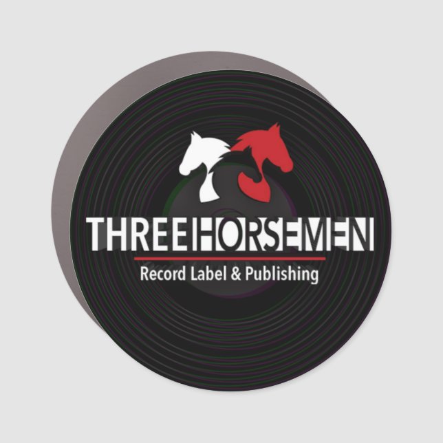 Three horsemen records car magnet (Front)