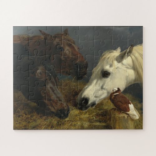 Three Horses Eating by John Frederick Herring Jigsaw Puzzle