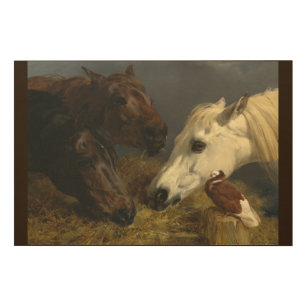 Three Horses Eating by John Frederick Herring Wood Wall Decor