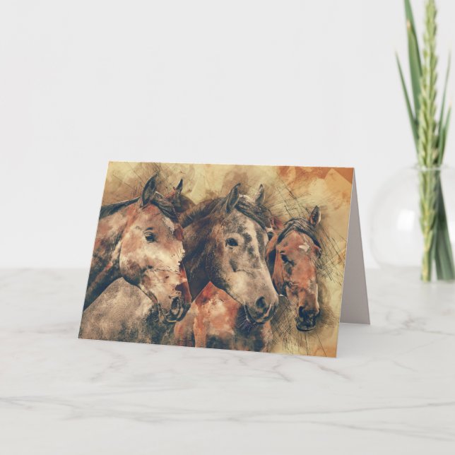 three horses greeting card (Front)