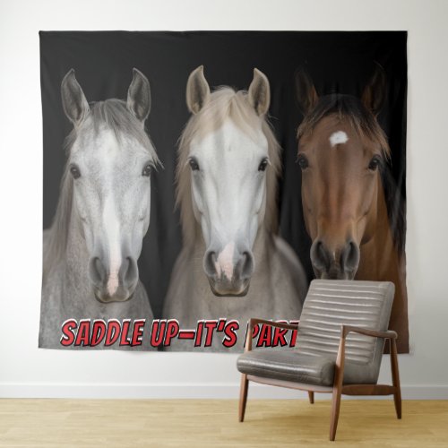 Three Horses Party Time Photo Backdrop