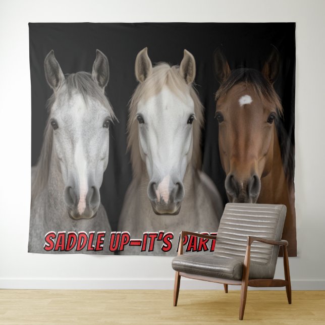 Three Horses Party Time Photo Backdrop  (In Situ (Horizontal))