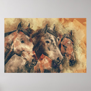 three horses poster