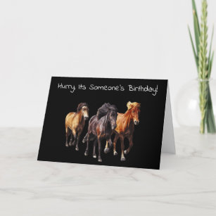 Three Horses Rushing Birthday Card