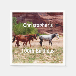 Three Horses Southwest Paper Napkin 100th Birthday