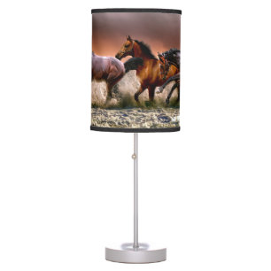 Three Horses Trotting in the Ocean Table Lamp