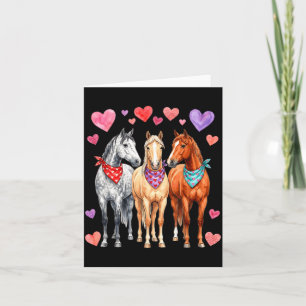 Three horses valentine's day hearts bandana card